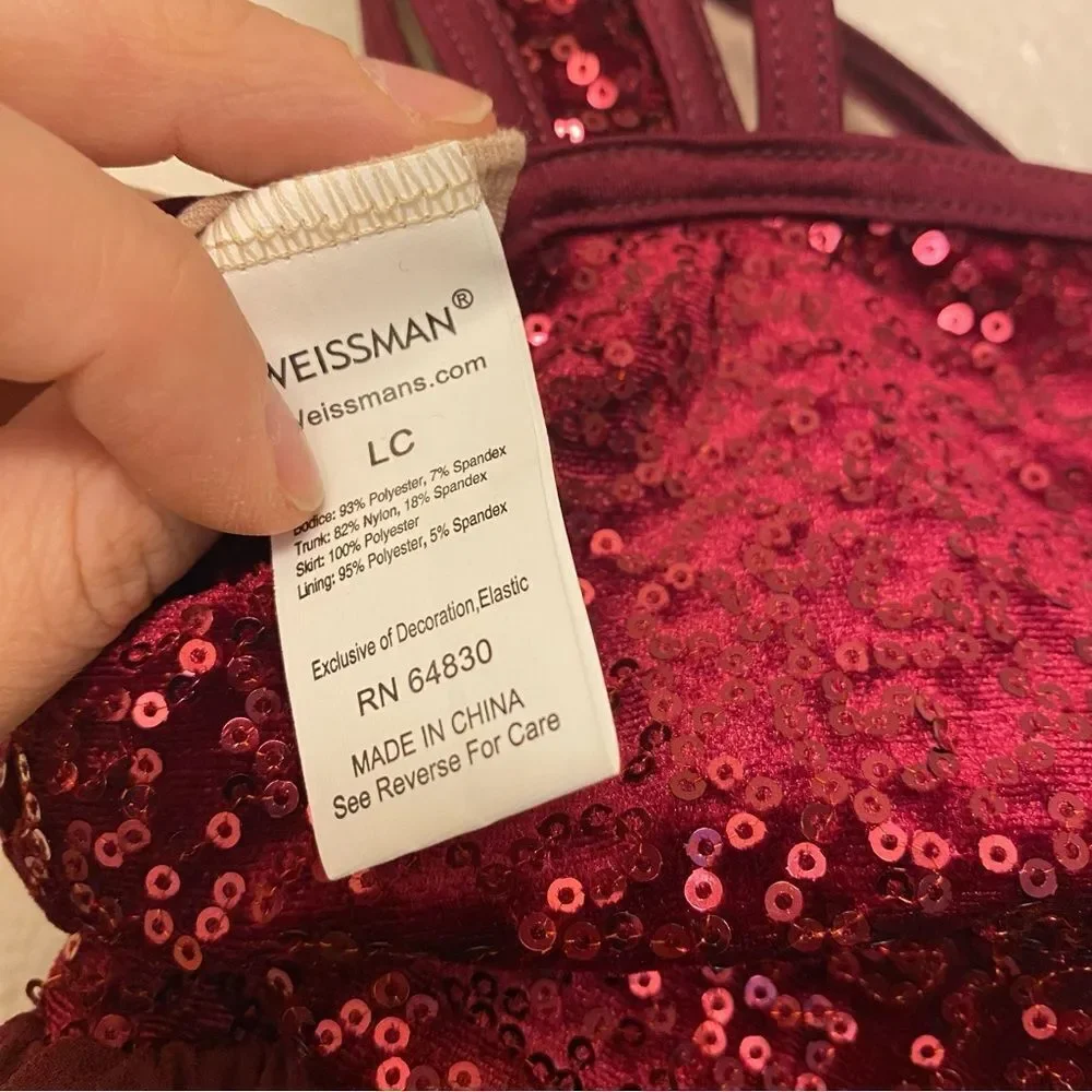 WEISSMAN Dance burgundy velvet dress Costume Now I Know 14787 LC-large child